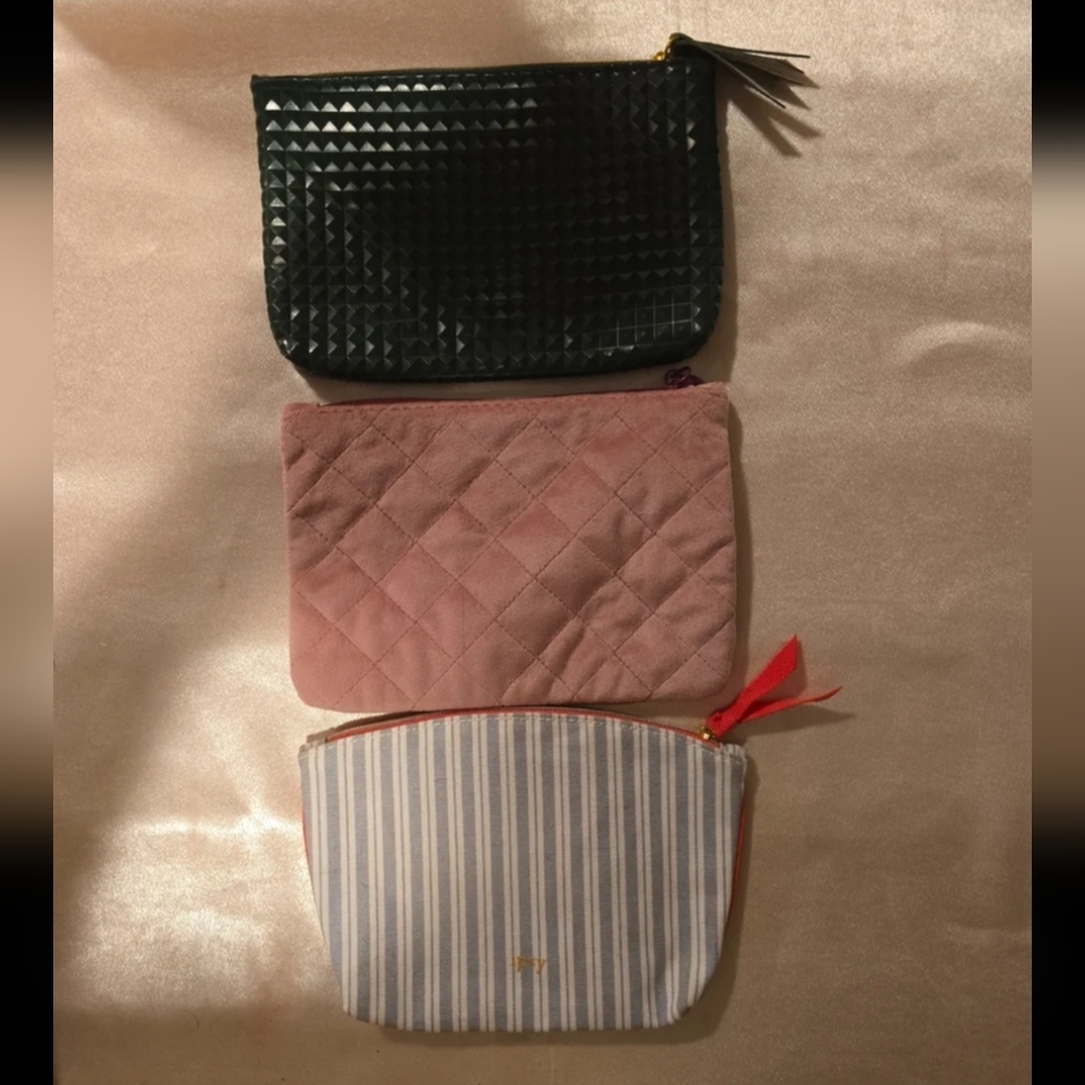 Ipsy Makeup Bag Bundle – 3 Cosmetic Pouches (Quilted, Striped, Textured)